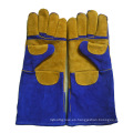 Guantes de soldadura de cuero de vaca azul industria Guantes de protección de trabajo de seguridad